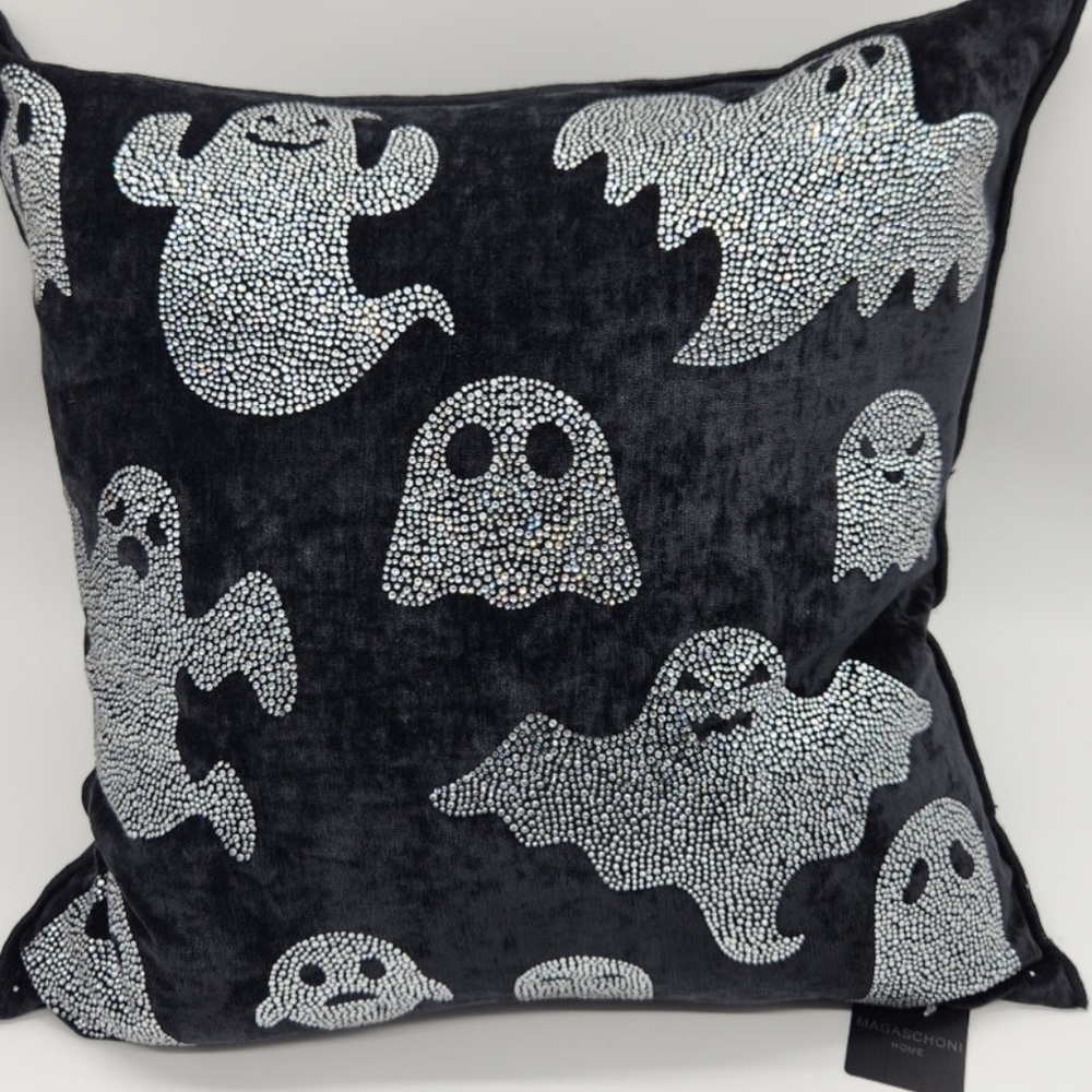 MAGASCHONI Ghost Rhinestone Glam Pillow Black Halloween new